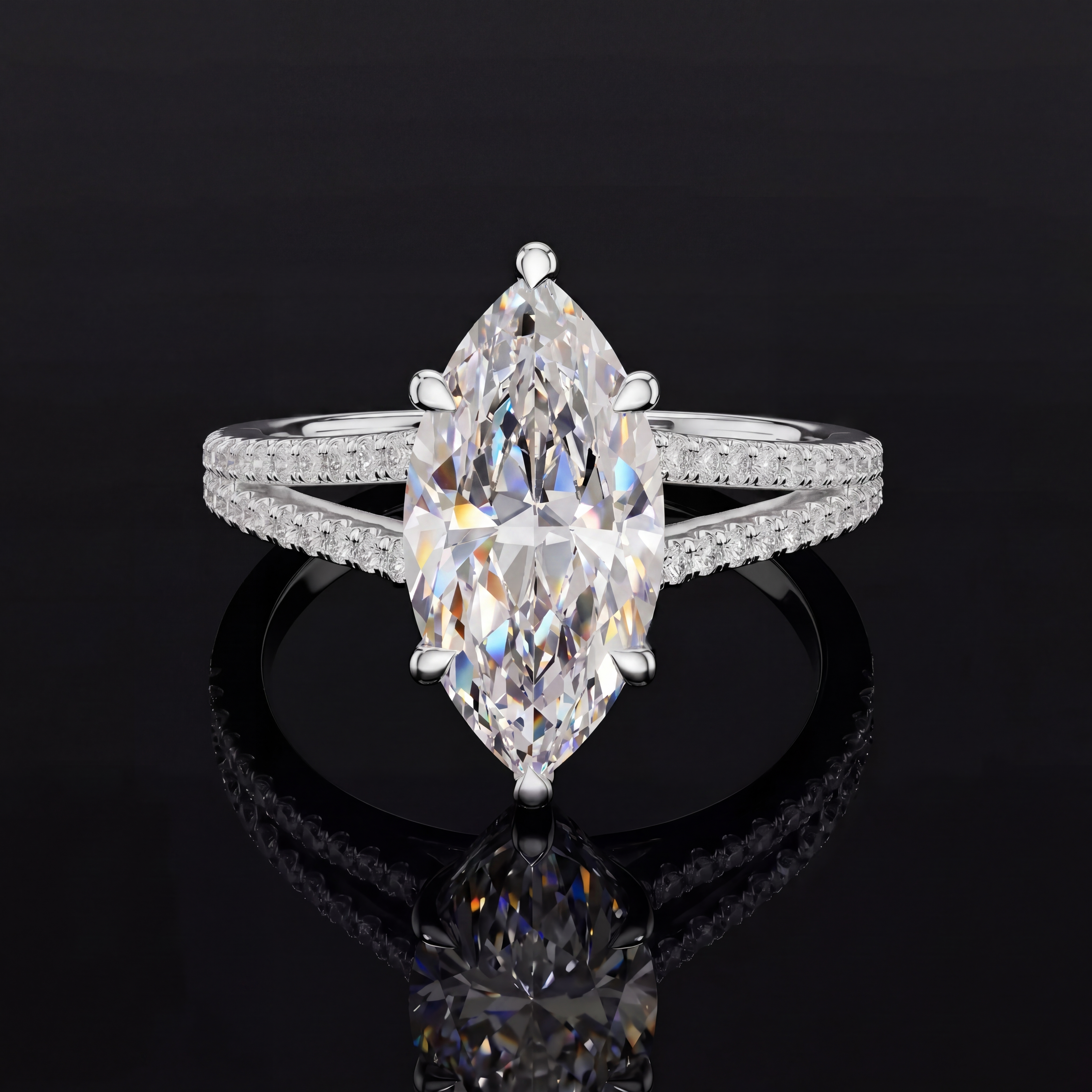 2.91 Karat Lab Grown Pırlanta Markiz Yüzük (14 ayar 2.89Gr 0)