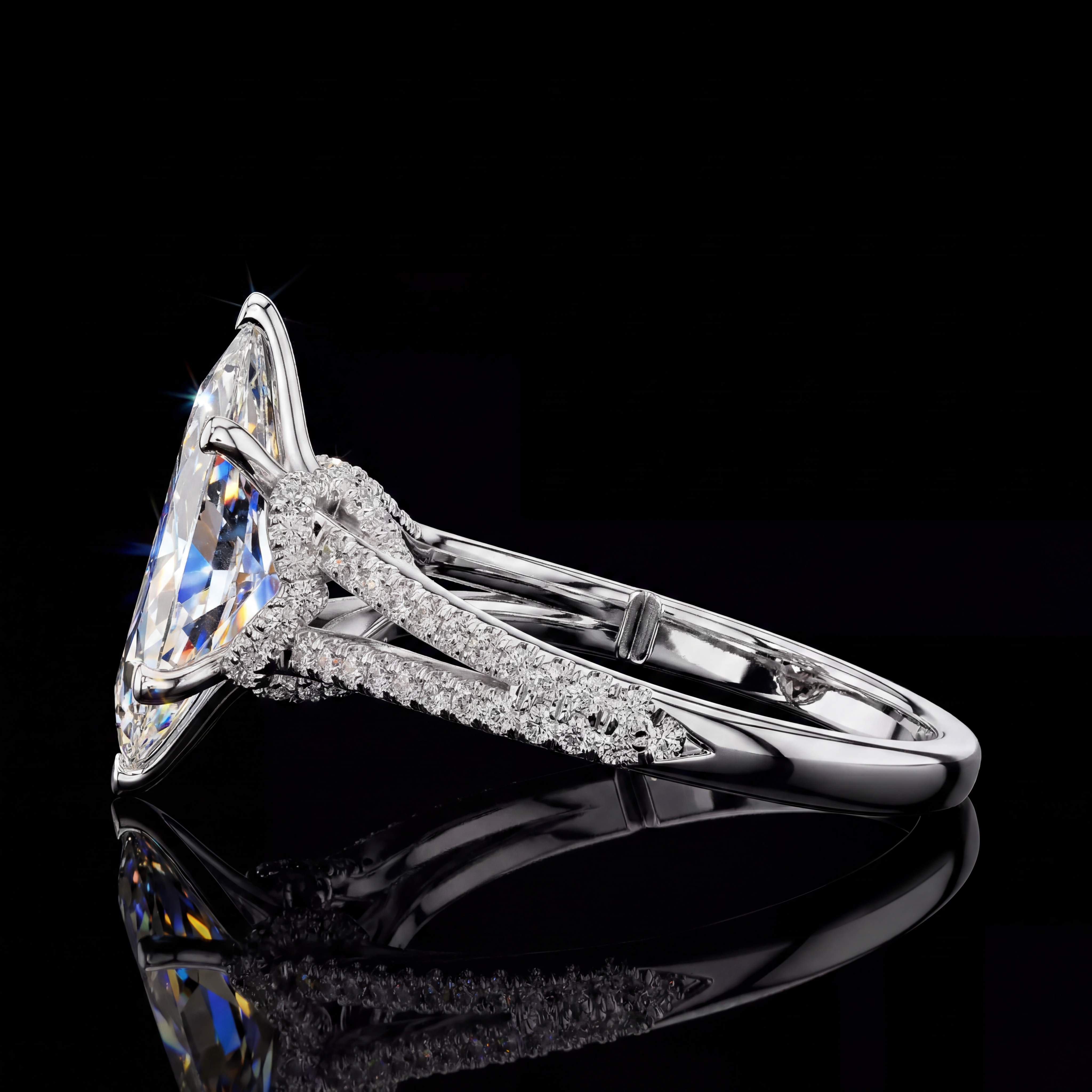 2.91 Karat Lab Grown Pırlanta Markiz Yüzük (14 ayar 2.89Gr 0)