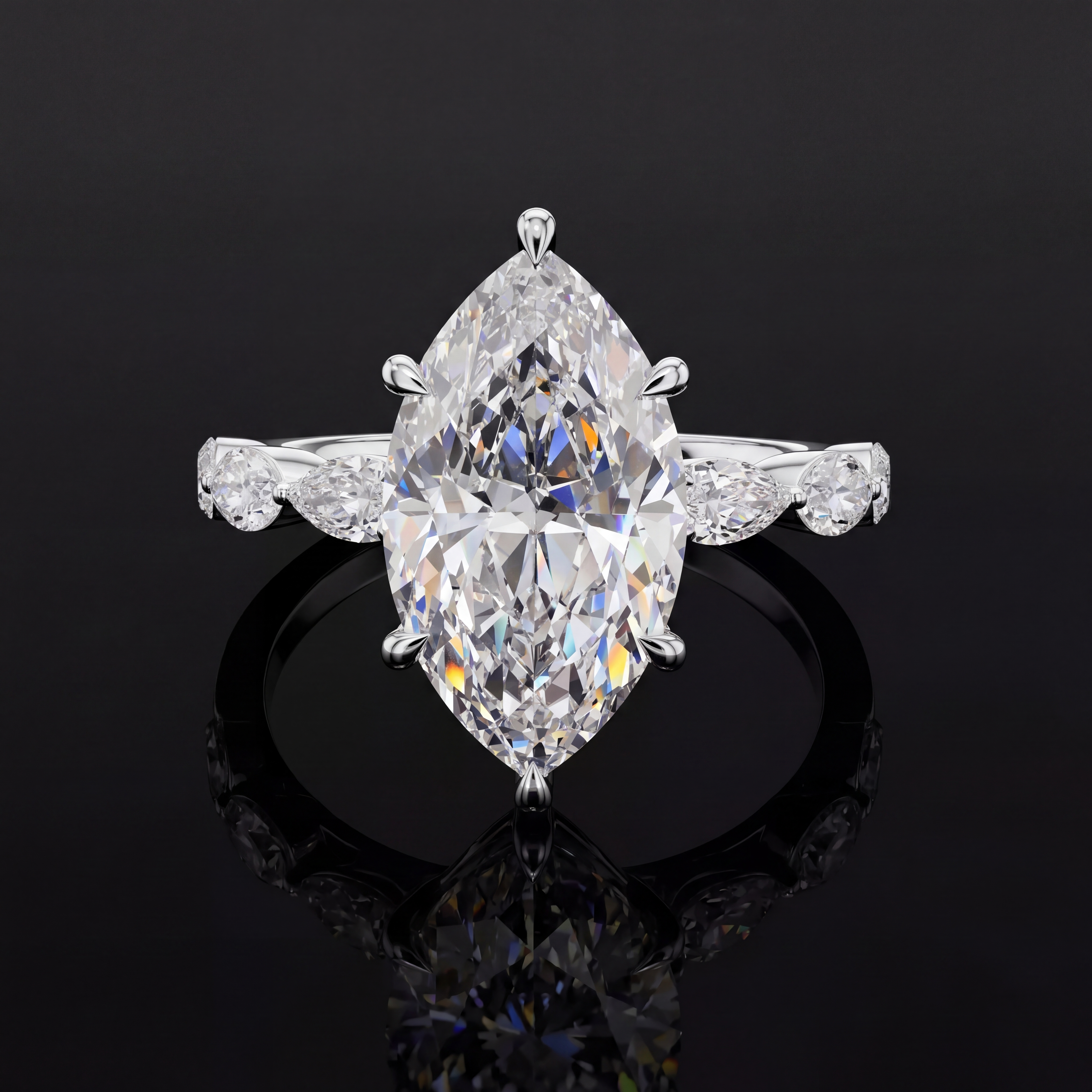 4.73 Karat Lab Grown Pırlanta Markiz Yüzük (14 ayar 3.23Gr altin)