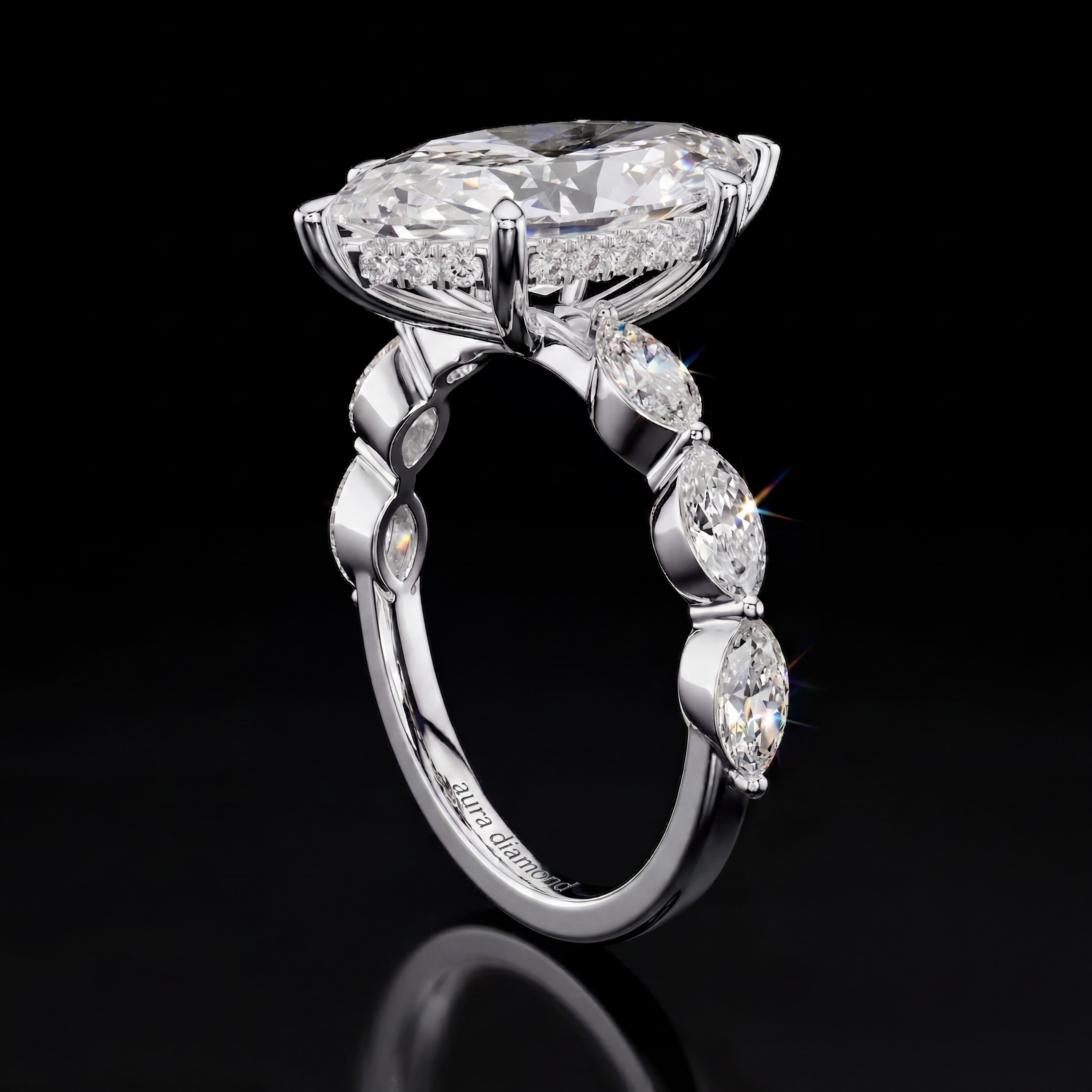 4.73 Karat Lab Grown Pırlanta Markiz Yüzük (14 ayar 3.23Gr altin)