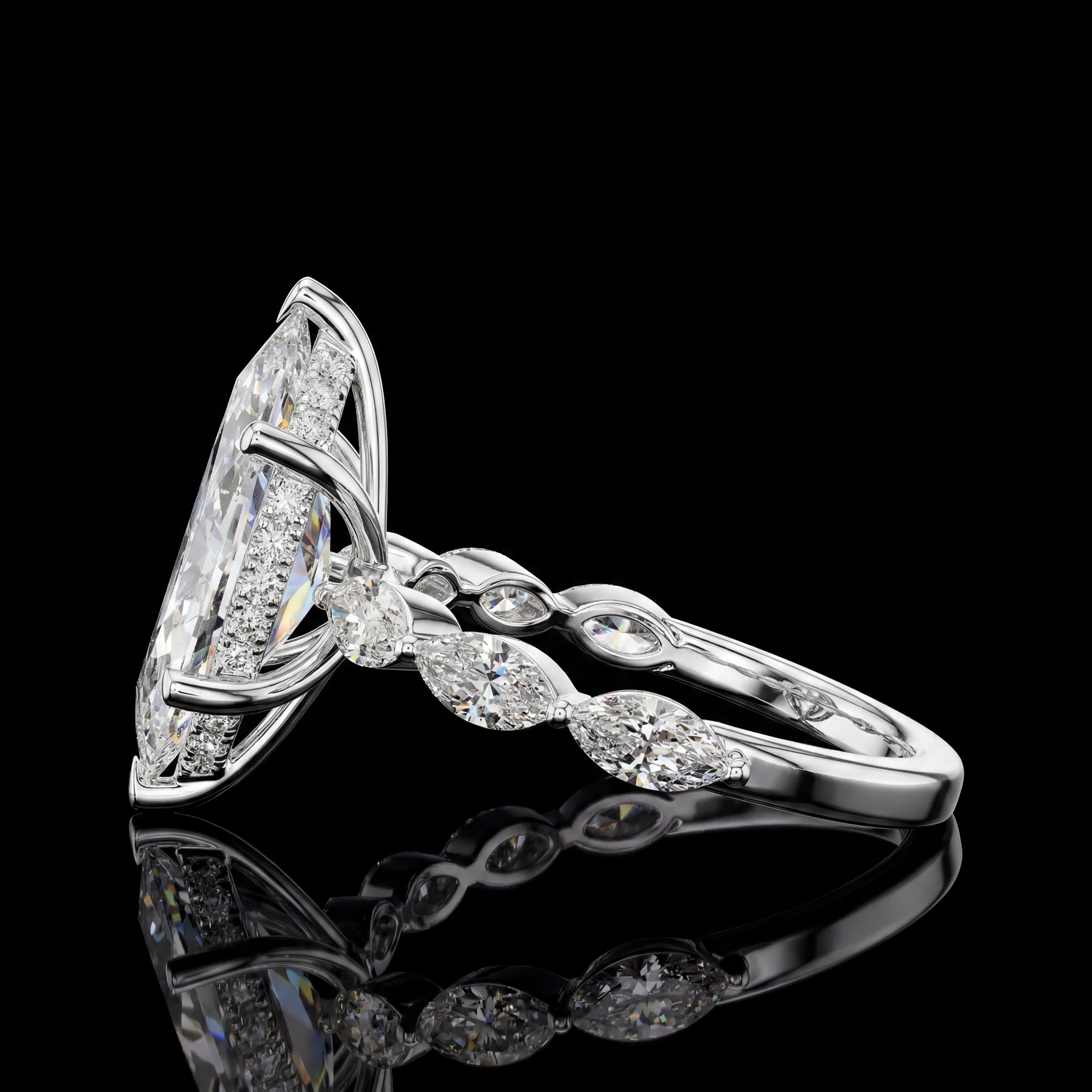 4.73 Karat Lab Grown Pırlanta Markiz Yüzük (14 ayar 3.23Gr altin)