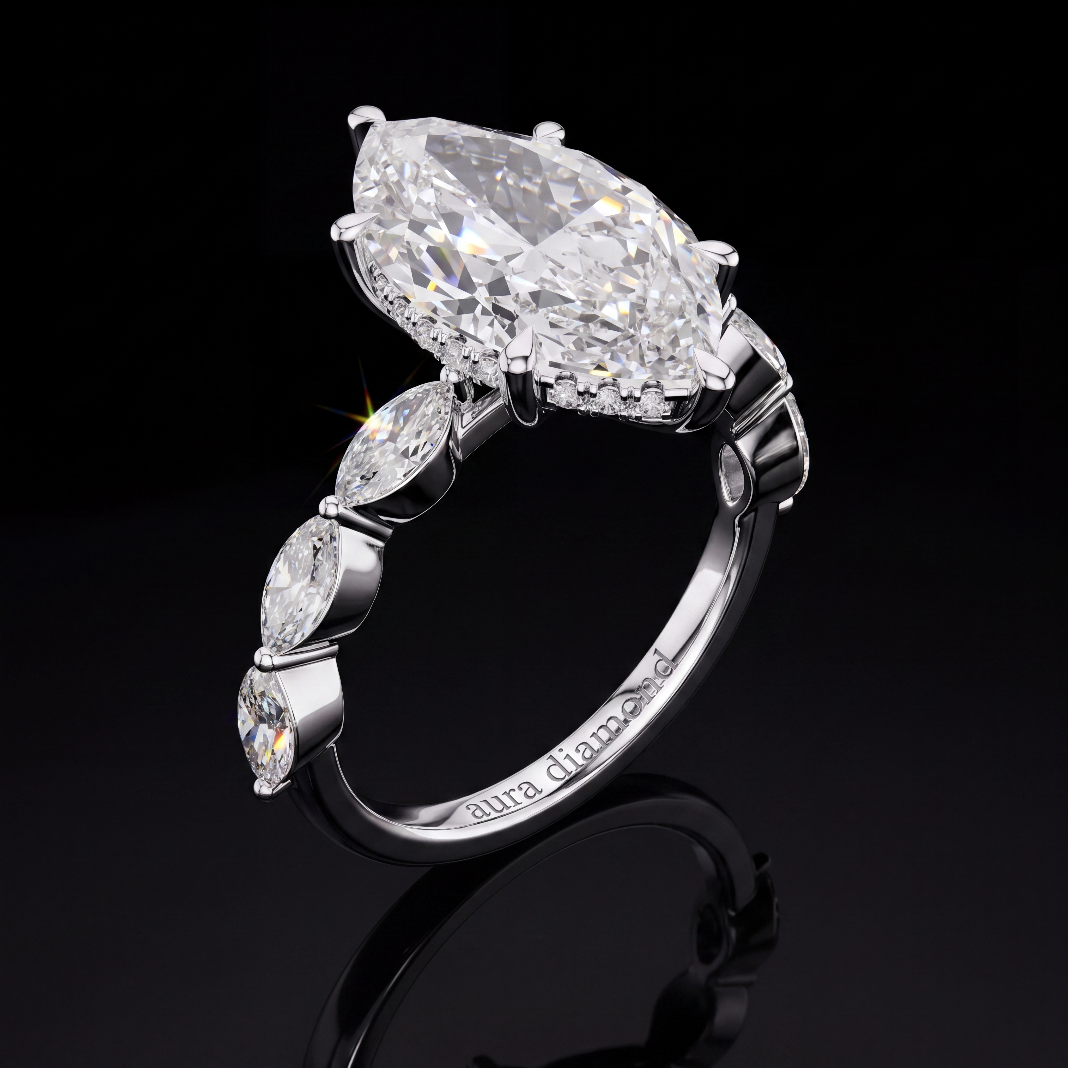 4.73 Karat Lab Grown Pırlanta Markiz Yüzük (14 ayar 3.23Gr altin)