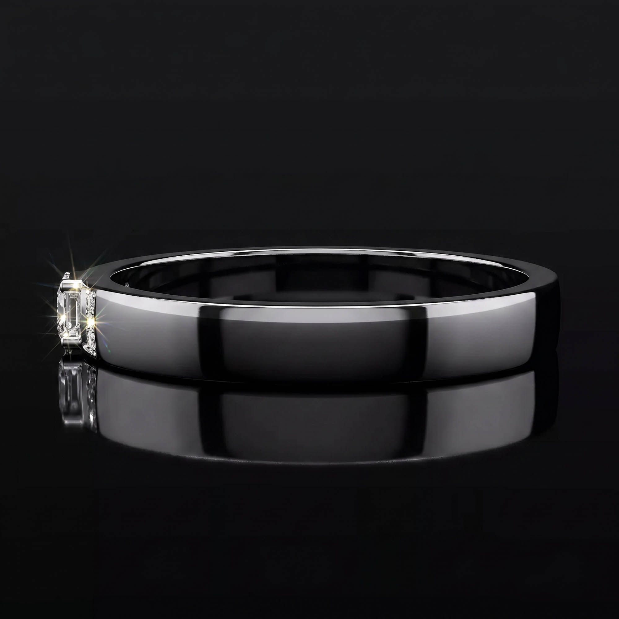 Aura 0,10 Karat Oval Kesim Yan Taşlı Düz Bant CVD Pırlanta Lab Grown Yüzük    (14 ayar 2.33Gr altin)