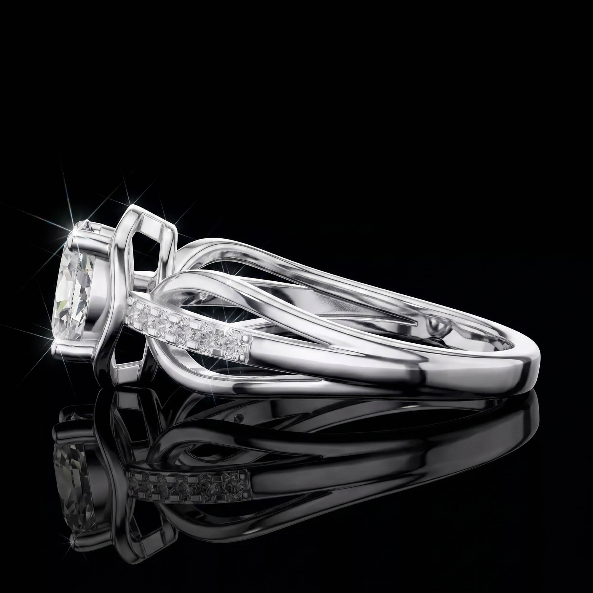 Aura 0,80 Karat Oval Kesim Çift Kavisli Ayrık Kollu CVD Pırlanta Lab Grown Tektaş Yüzük    (14 ayar 2.84Gr altin)