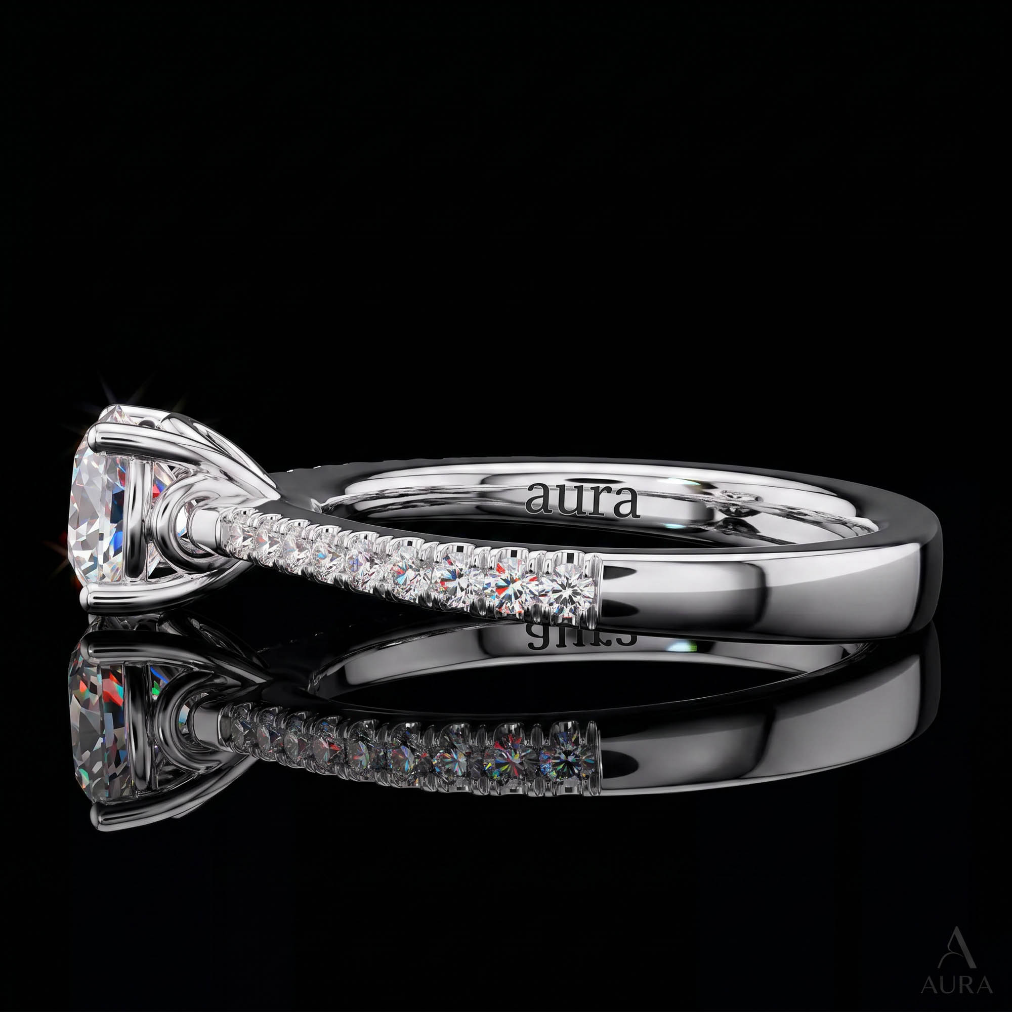 Aura 1,13 Karat Pavé Kollu CVD Pırlanta Lab Grown Tektaş Yüzük (14 ayar 3.26Gr altin)