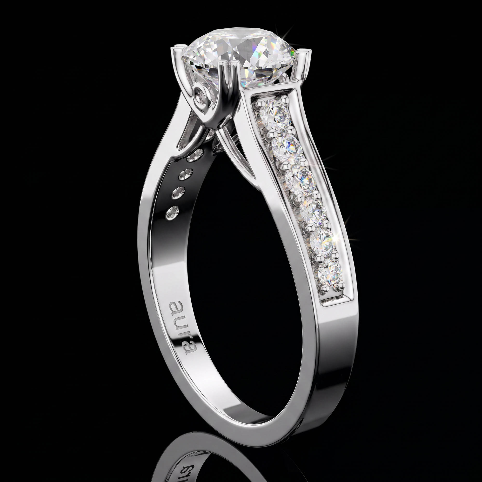 Aura 1,66 Karat Geniş Pavé Kollu Vintage Galeri CVD Pırlanta Lab Grown Tektaş Yüzük    (14 ayar 3.44Gr altin)