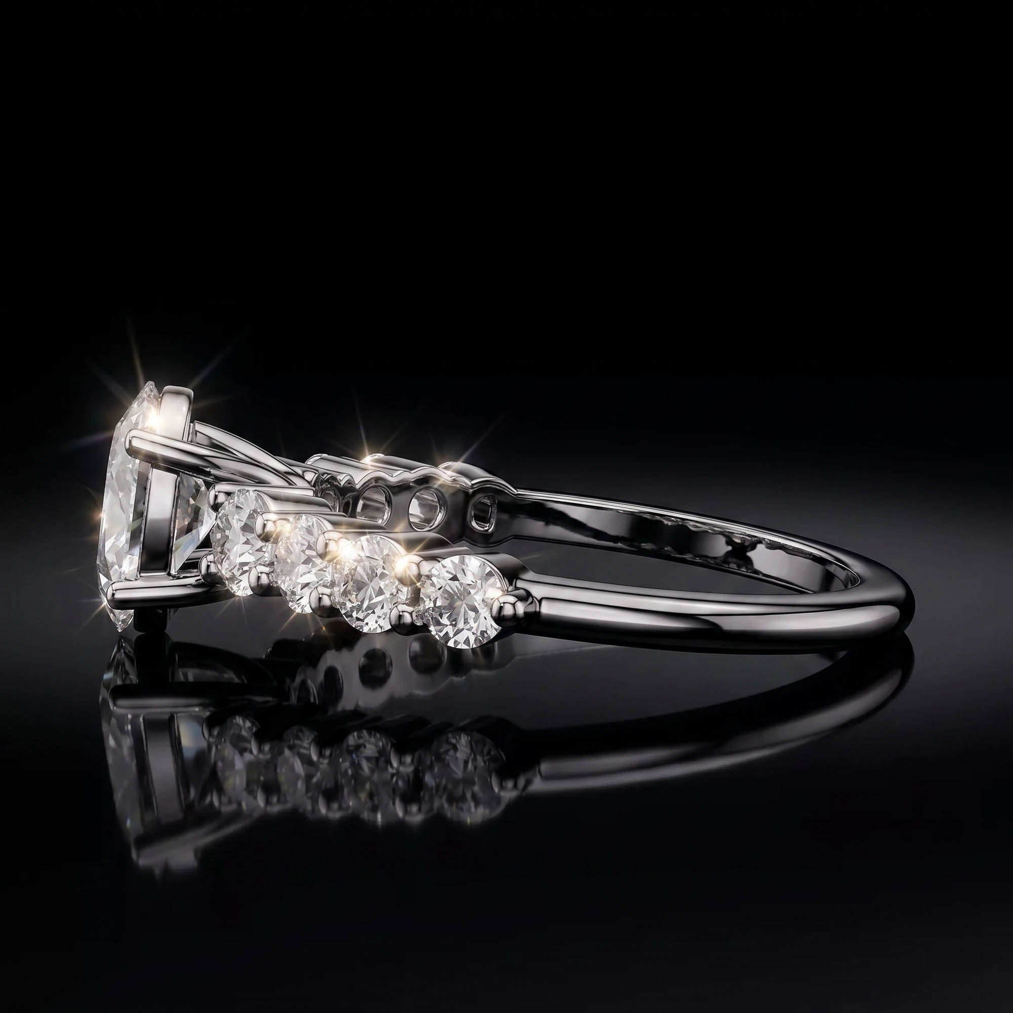Aura 2,22 Karat Oval Kesim Pavé Kollu Klasik Dört Tırnak CVD Pırlanta Lab Grown Tektaş Yüzük    (14 ayar 2.36Gr altin)