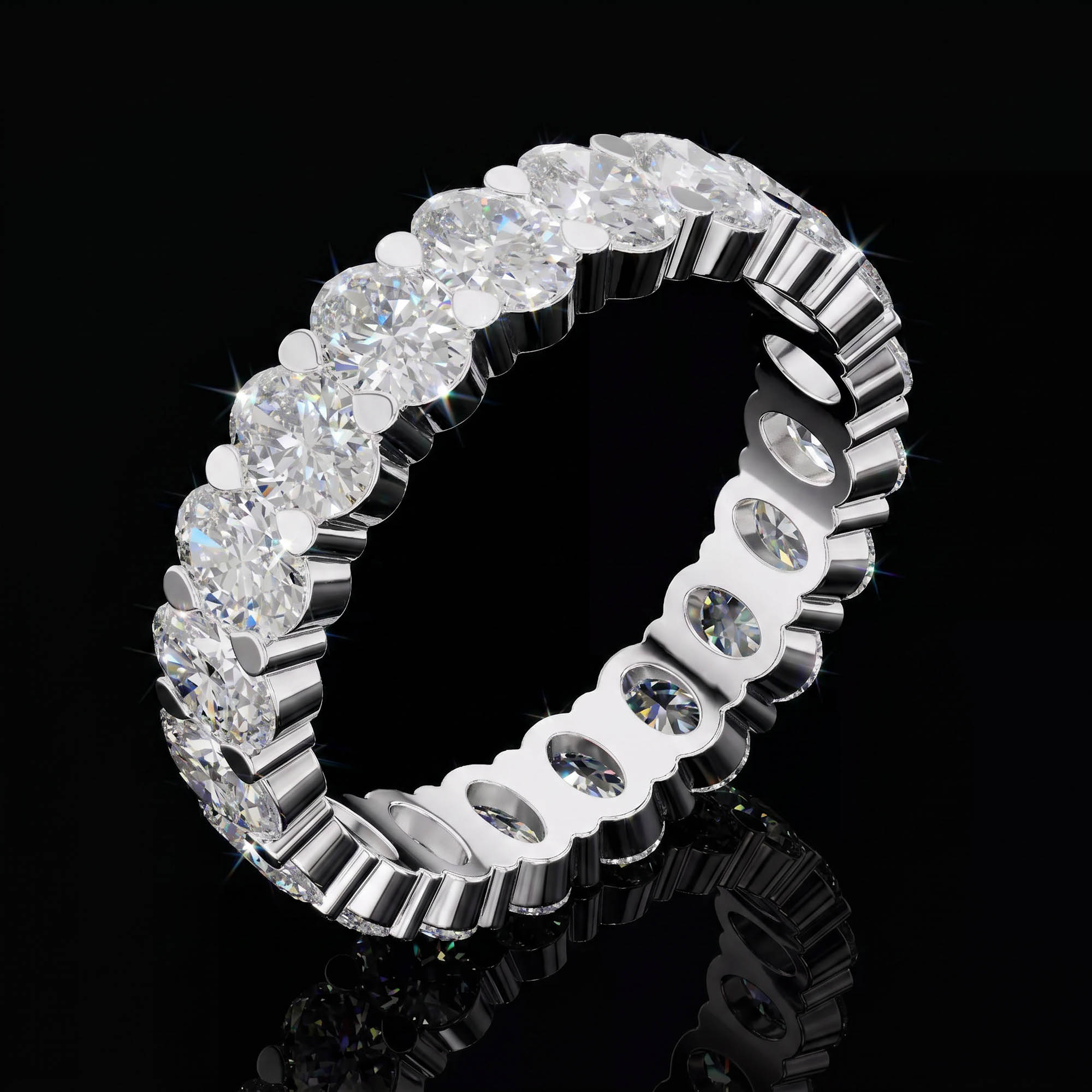 Aura 3,76 Karat Oval Kesim Paylaşımlı Tırnak CVD Pırlanta Lab Grown Tamtur Yüzük    (14 ayar 3.44Gr altin)