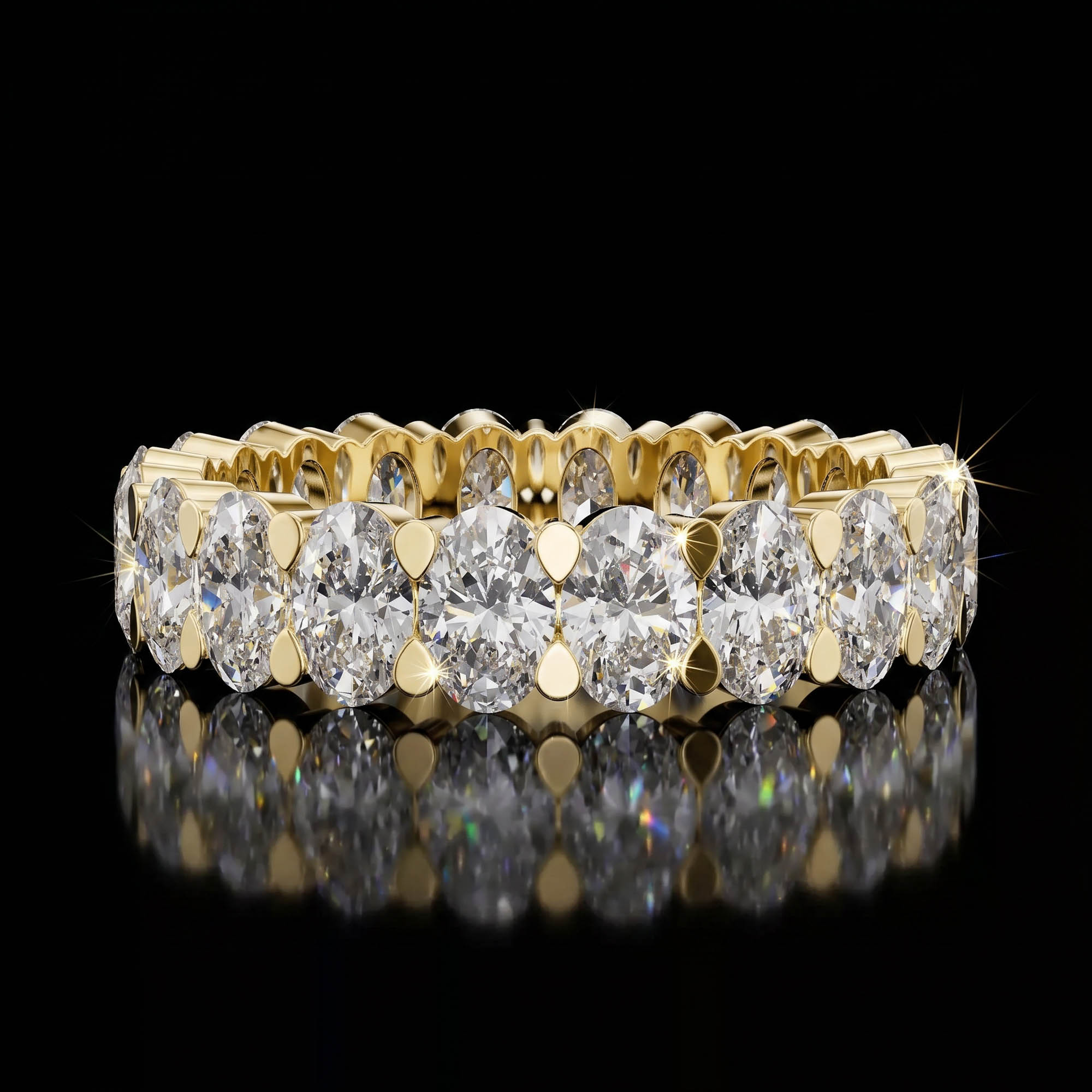 Aura 3,76 Karat Oval Kesim Paylaşımlı Tırnak CVD Pırlanta Lab Grown Tamtur Yüzük    (14 ayar 3.44Gr altin)