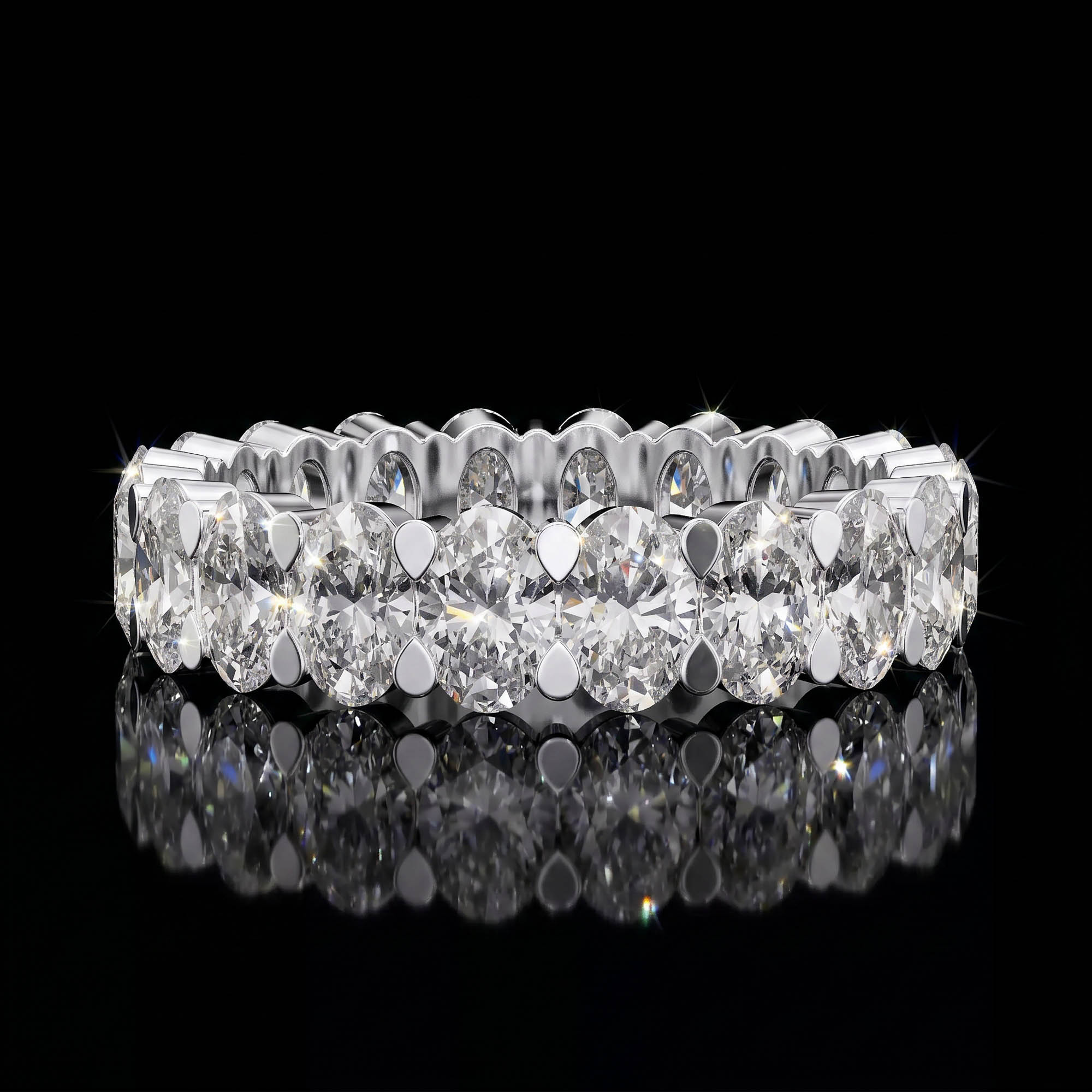 Aura 3,76 Karat Oval Kesim Paylaşımlı Tırnak CVD Pırlanta Lab Grown Tamtur Yüzük    (14 ayar 3.44Gr altin)