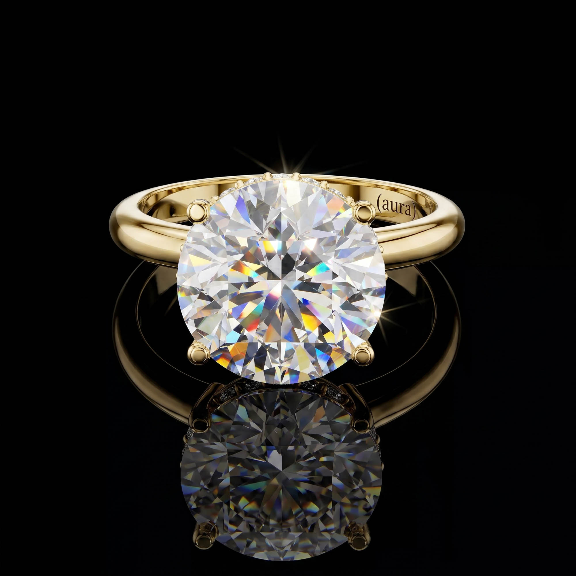 Aura 3,90 Karat Gizli Halo CVD Pırlanta Lab Grown Tektaş Yüzük (14 ayar 2.8Gr altin)